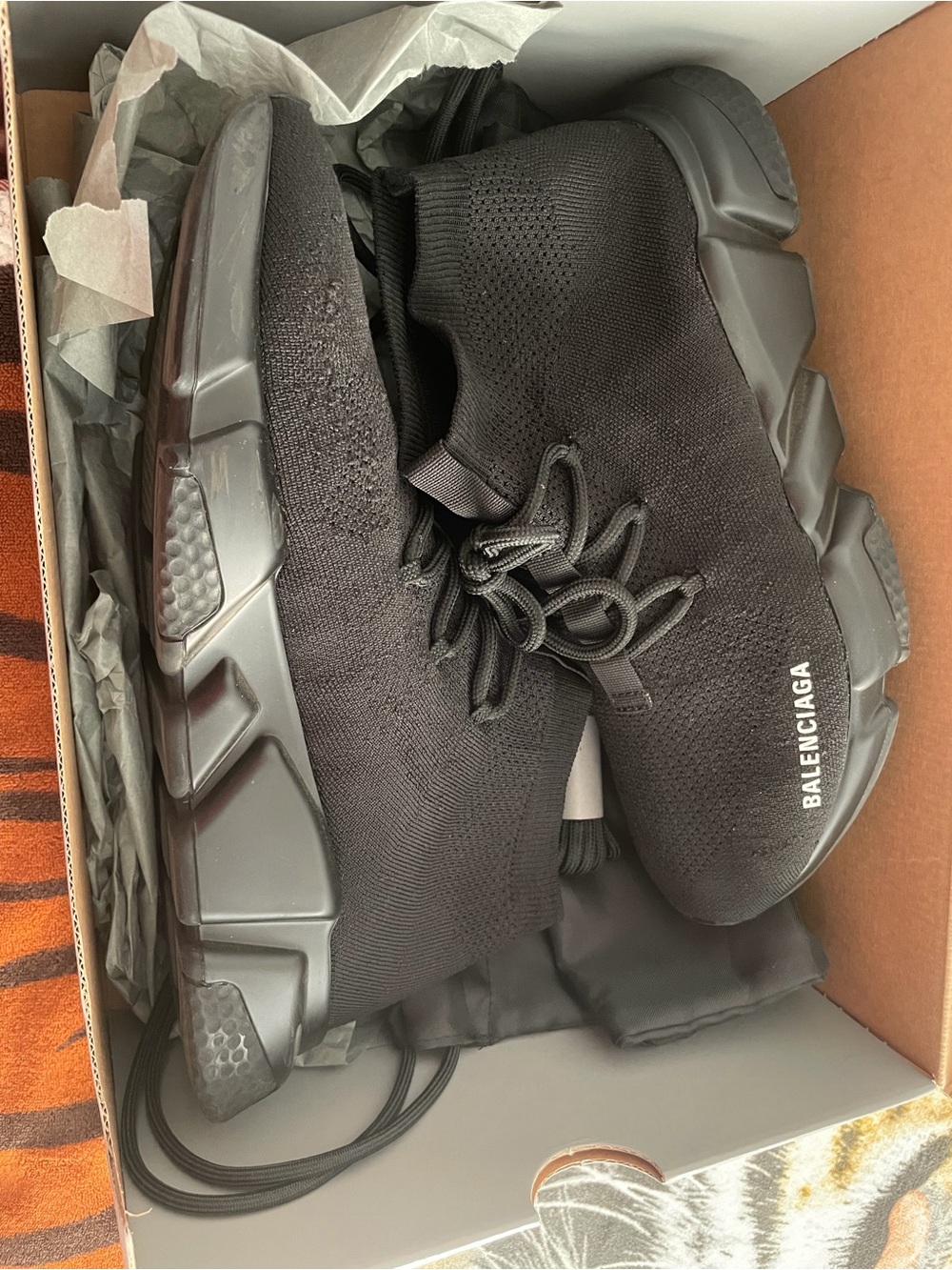 Balenciaga Men's Black Knit Sock Racer Sneakers - Picture 5 of 5